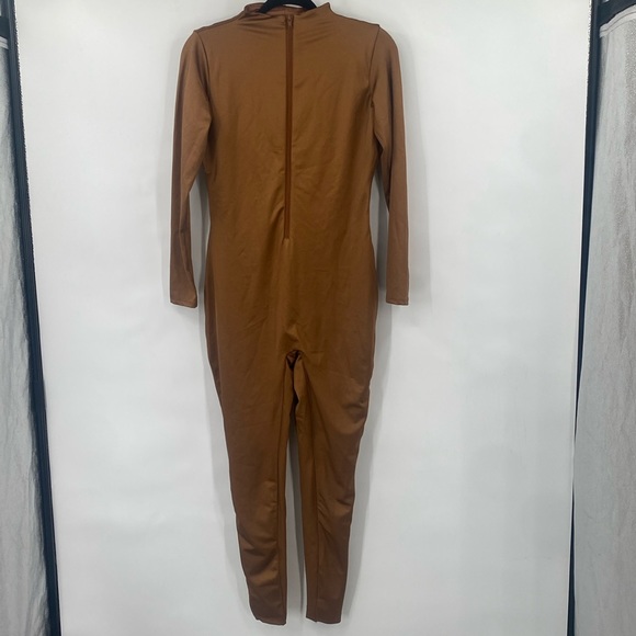 SKIMS All in One Shine Mock Neck Long Sleeve Onesie Catsuit in Caramel Size XL - Picture 5 of 14